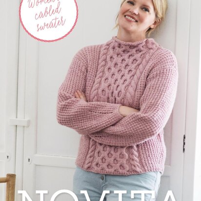 Women's Cabled Sweater in Novita 7 Veljestä - 33 - Downloadable PDF