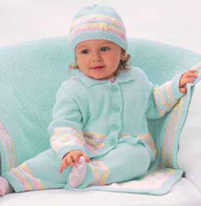 Daisies and Stripes Set With Blanket in Patons Grace