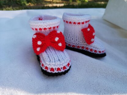 Baby booties - Mickey & Minnie Mouse