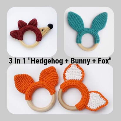Set 3 in 1 "Hedgehog, Bunny and Fox"