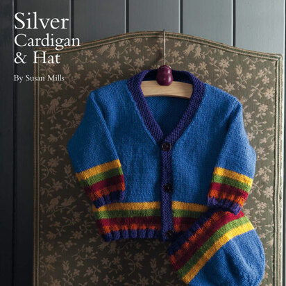 Silver Cardigan and Matching Hat in Rowan Pure Wool Worsted
