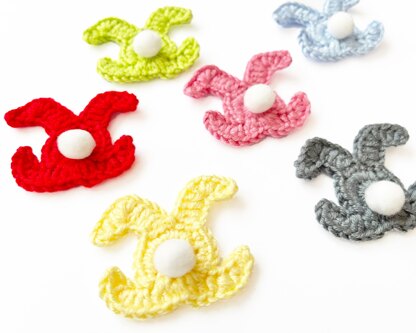 Crochet bunny applique Easter rabbit embellishment Crochet patch Baby shower Bunny garland Card topper Easter decoration