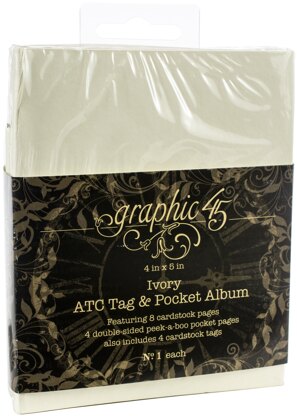 Graphic 45 Staples ATC Tag & Pocket Album 4"X5" - Ivory Rectangle