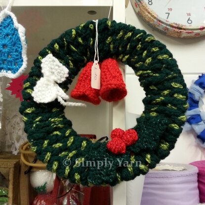 Crochet and knitted Christmas wreath