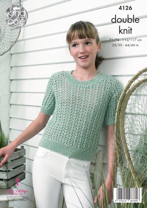 Top and Short Sleeved Cardigan in King Cole Authentic DK - 4126 - Downloadable PDF