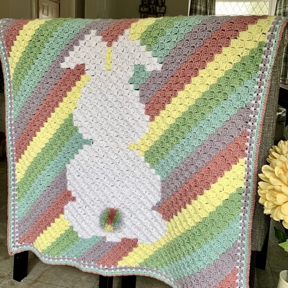 Rainbow Bunny c2c blanket