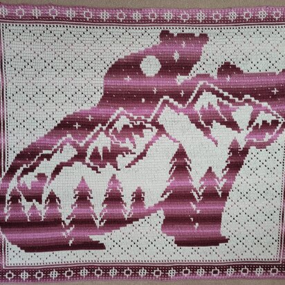 Wilderness Bears Reversible Mosaic Crochet Blanket