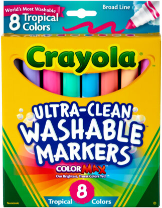 Crayola Ultra-Clean Color Max Conical Tip Washable Markers - Tropical Colors 8/Pkg