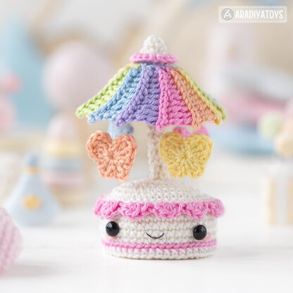 Amigurumi Crochet Pattern for kawaii music box carousel butterfly by AradiyaToys gift tutorial PDF file easy amigurumi pattern DIY project by AradiyaToys (Olka Novytska)