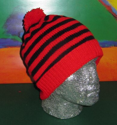 Simple Stripe Bobble Beanie Hat