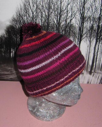 Small Stripe Bobble Beanie Hat