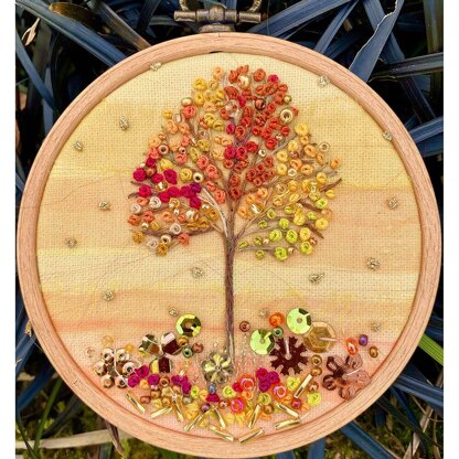 Rowandean Autumn Liquid Amber Printed Embroidery Kit - 13.5cm x 16.5cm