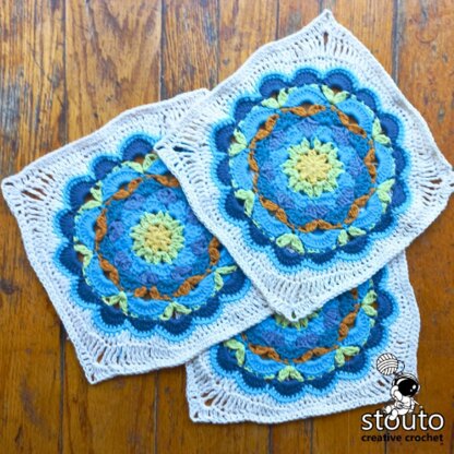 Forget Me Not Flower Granny Blanket Square