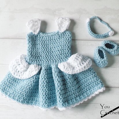 Princess Cinderella Crochet Baby Dress Set