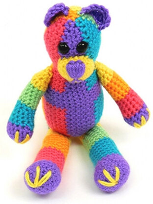 Rainbow Bear Toy in Caron Simply Soft & Simply Soft Brites - Downloadable PDF