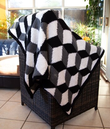 Tumbling Blocks Blanket in Deramores Studio Chunky Acrylic - Downloadable PDF