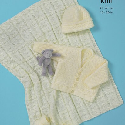 Babies Cardigan, Hat, Bootees & Blanket in King Cole Big Value DK - 5563 - Downloadable PDF