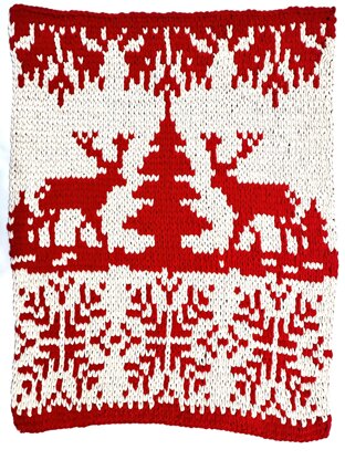 Deers by fir tree blanket pattern