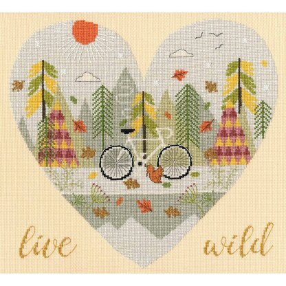 Bothy Threads Live Wild Cross Stitch Kit - 32 x 30cm