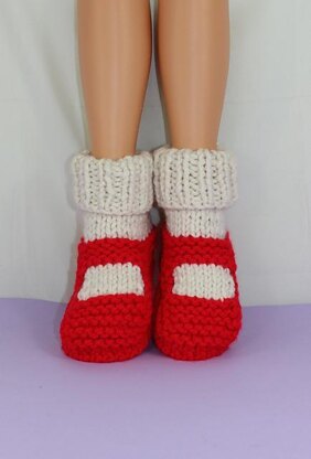 Adult Super Chunky Rib Cuff Sock Slippers