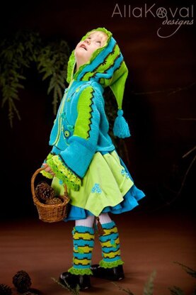 Whimsical Forest. Owl Hand knitted jacket with crochet details