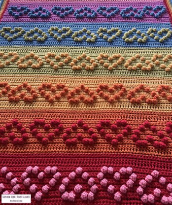 Rainbow Bobble Heart Blanket