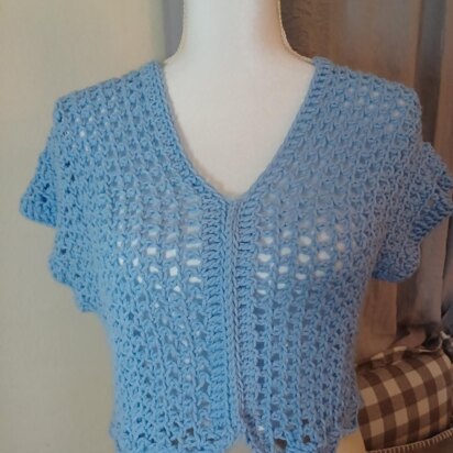 Pastel Blue Crochet Lace Top