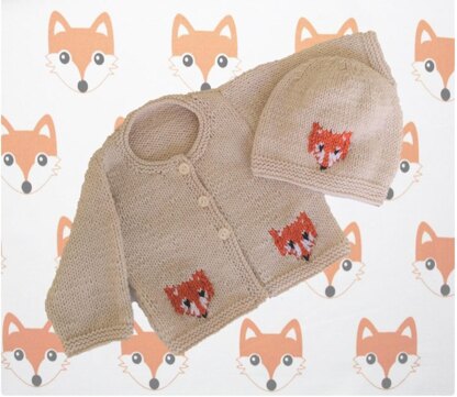 Baby Fox Cardigan and Hat.