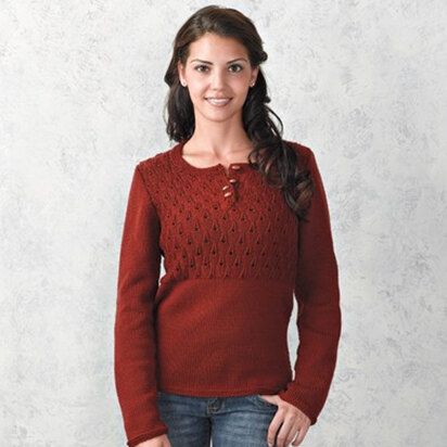 332 Rosewood Henley - Sweater Knitting Pattern for Women in Valley Yarns Valley Superwash