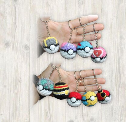 9 x Pokemon Ball Key Chains Crochet pattern by Kristine Kuluka