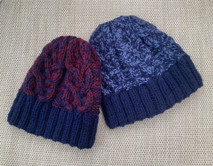His & Hers chunky cable hats
