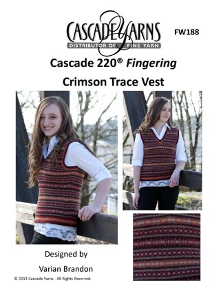 Cascade Yarns FW188 Crimson Trace Vest (Free)