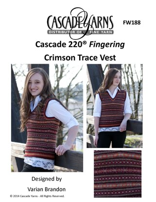 Crimson Trace Vest in Cascade 220® Fingering  - FW188 - Downloadable PDF