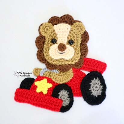 Lion In Racing Car Applique