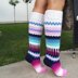 Navy Blue and Pink Knee Socks