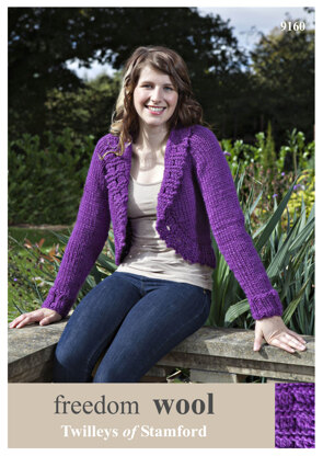 Knitted Shawl Collared Bolero in Twilleys Freedom Wool - 9160