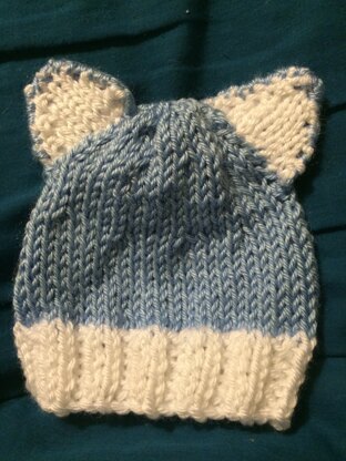 Blue and White Teddy Bear Newborn Baby Beanie