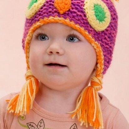 Make Me an Owl Hat in Red Heart Anne Geddes Baby - LW3477