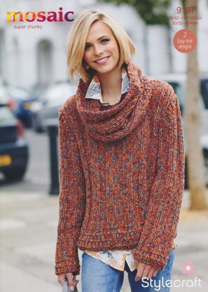 Wide Rib Sweater & Cowl in Stylecraft Mosaic - 9197