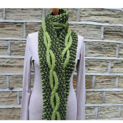 Two Colour Cable Scarf in Rowan Big Wool