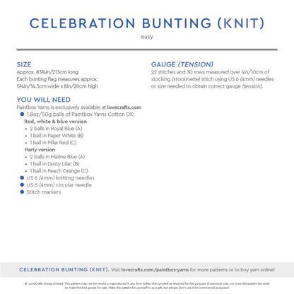 Celebration Bunting - Free Knitting & Crochet Pattern for Home in Paintbox Yarns Cotton DK by Paintbox Yarns