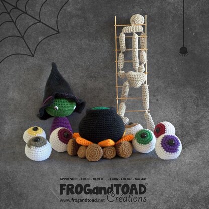 Halloween Witch Skeleton Cauldron Eyeballs Amigurumi Crochet - FROGandTOAD Créations