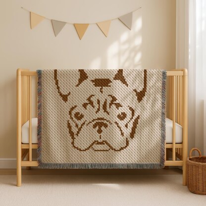 French Bulldog Blanket Home Decor Throw C2C CROCHET PATTERN Toy Pet Stroller