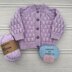 Sue Baby Cardigan 16" to 20" chest size. Approx 0-9mths
