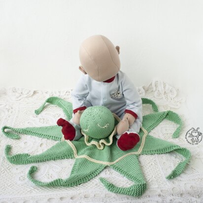 Knitted flat Octopus Toy Baby Lace Blanket.