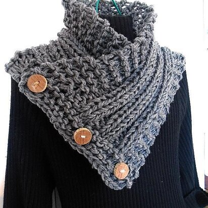 752-HECTANOOGA Side Buttoned Knit Scarf Cowl