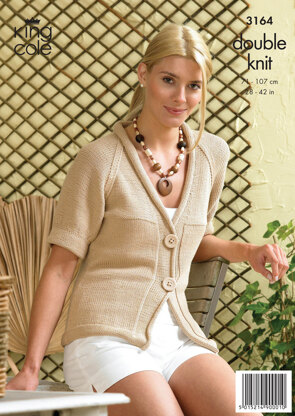Ladies' Simple Cardigan and Top in King Cole Bamboo Cotton DK - 3164
