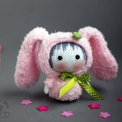 Pink Bunny Doll. Tanoshi series toy. - knitting pattern