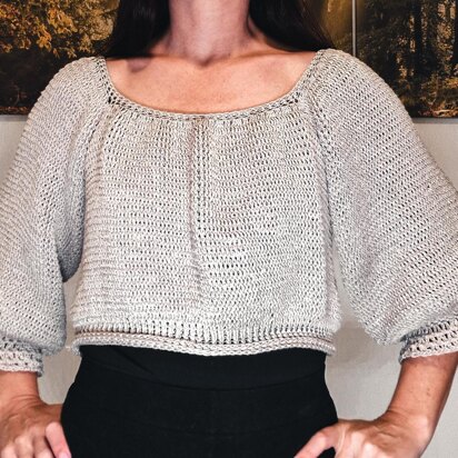 Ruffle Raglan Crochet Sweater