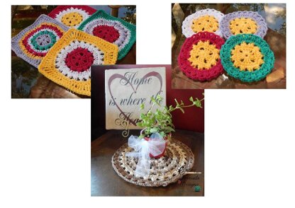 Fun In The Sun Granny Square Coaster Mat